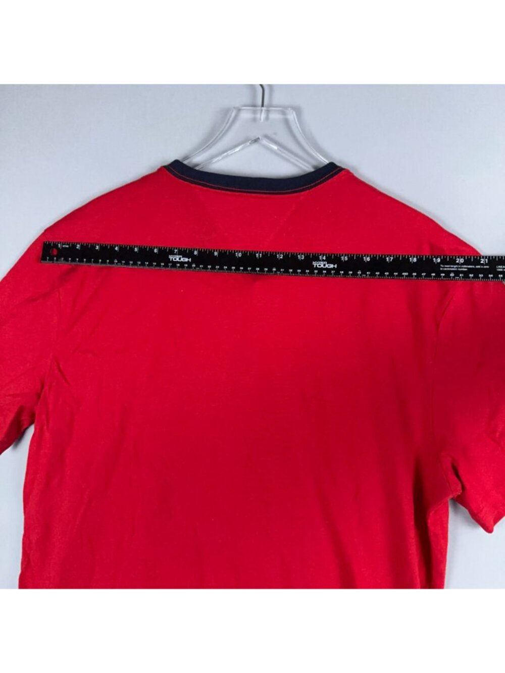 Tommy Hilfiger T-Shirt Size XL Red Crewneck 100% Cotton Stripe Logo Short Sleeve - Picture 12 of 15